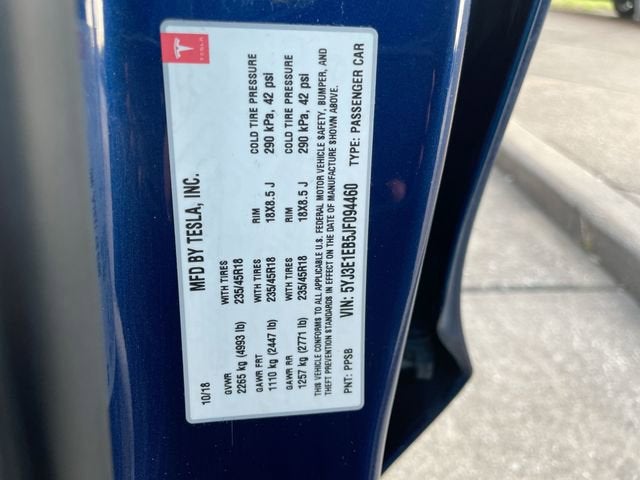 2018 Tesla Model 3 Long Range Battery