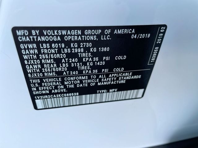 2019 Volkswagen Atlas 3.6L V6 SE w/Technology