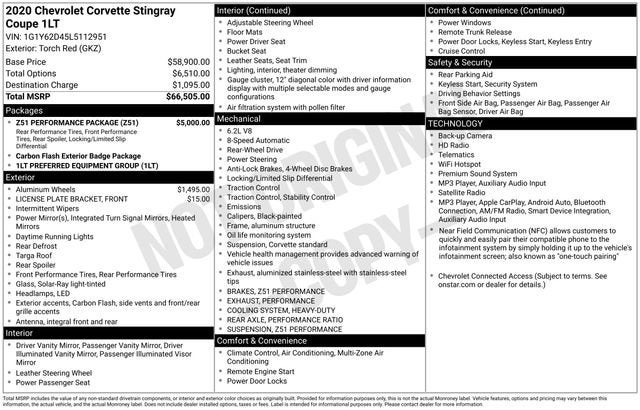 2020 Chevrolet Corvette Stingray 1LT