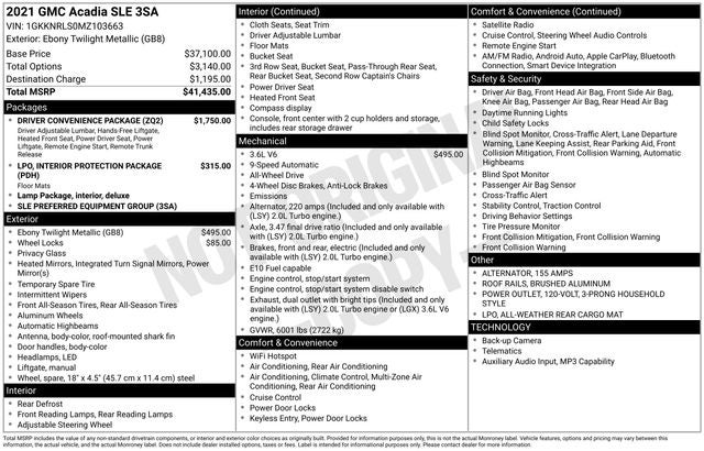 2021 GMC Acadia SLE