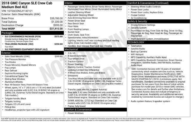2018 GMC Canyon 4WD SLE