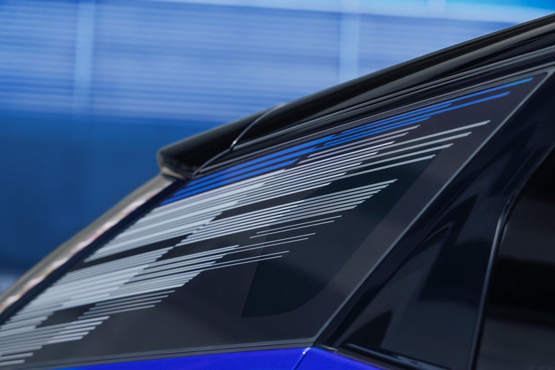 Close-up of the Modern Pattern on the 2026 OPTIQ-V Rear Quarter Glass | Romain Cadillac in Evansville IN